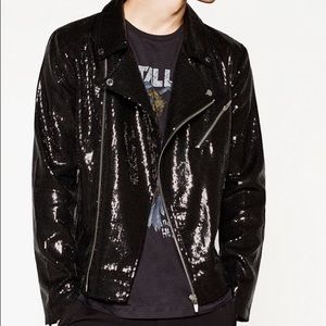 Zara Man Sequin Moto Jacket